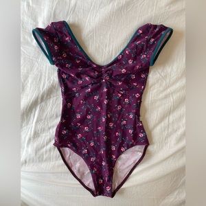 Class In Floral Cap Sleeve Leotard - Adult S